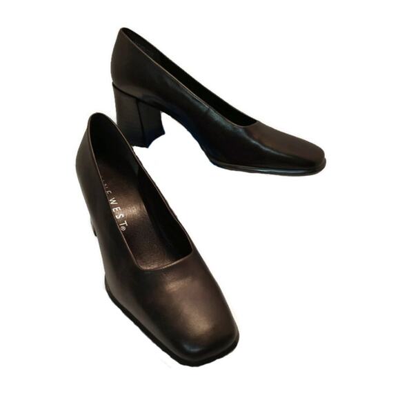 Vintage Nine West Brown Leather Chunky Heels - Picture 2 of 8